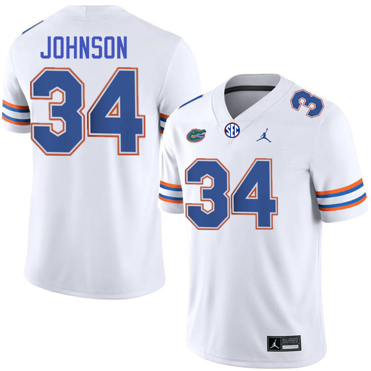 Myles Johnson Florida Jersey,Florida Gators #34 Myles Johnson Uniforms,Jersey Youth-White